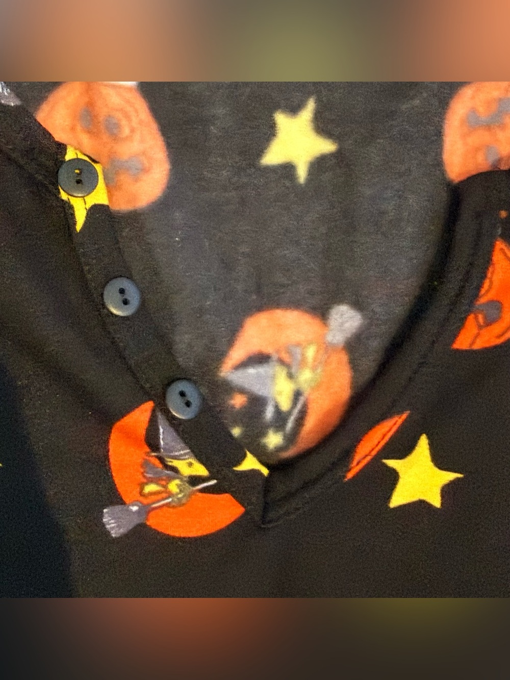 Peanuts Black and Orange Graphic One-Piece Romper - Picture 2 of 3